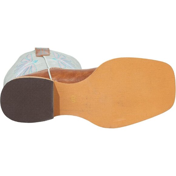 SheSole Western Boots Women Tan Faux Leather Square Toe Wide Mid Calf - Picture 9 of 9